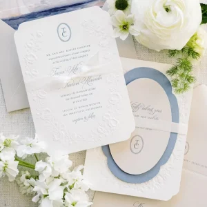 Exquisite Embossed Wedding Invitation Set with Envelope Details RSVP Card Elegant Modern Marriage Reception Simple Invites
