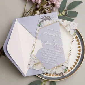 Exquisite High-Grade Creative Custom Acrylic Wedding Invitation Card Envelope Sticker Flower Set Personalized Events Invitation