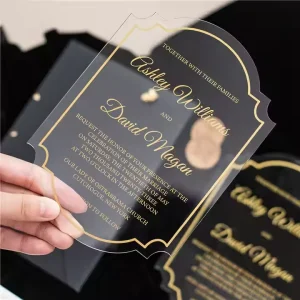 Exquisite High Grade Creative Custom Acrylic Wedding Invitation Card Envelope Sticker Flower Set Personalized Events Invitation
