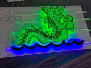 Exquisite Pattern Film Face Light Letter Special Shape Design Green & Blue Custom Signage Tailored to Client’s Preference