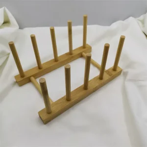 FDA LFGB SGS Certified 4 Grids Natural Wood Plate Holder Display Stand for Home Kitchen Restaurant Catering Anti Slip Anti