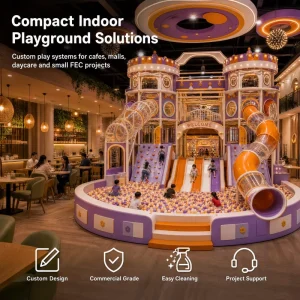 FEC Indoor Playground Equipment Castle Theme ASTM Feature Tower Wide Slide Ball Pool Commercial Operator