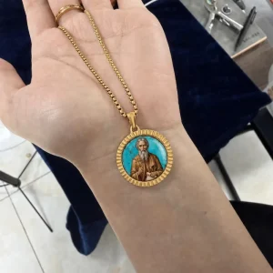 FORTUSYMBOL Orthodox St. Andrew the First Called Medal Necklace Stainless Steel Jewelry Customizable Patterns Gift
