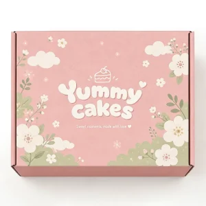 FSC-Certified Custom Light Pink Floral Printed Corrugated Bakery Cake Mailer Box