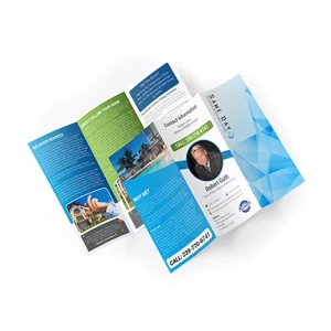 FSC Custom Printed Trifold Laminated Brochure Coated Paper Flyer With Folded Leaflet Binding