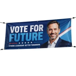 Fabric Political Campaign Banner Double-Sided UV-Printed Fade-Resistant Outdoor Hanging Street Display