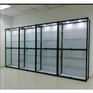 Factory 360 Degree Full Vision Glass Cabinet Retail Store Display Vitrine with Inside Led Light Glass showcase