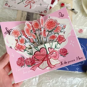 Factory 3D Pop Up Greeting Cards Custom Logo Printing Valentine Birthday & Thanks Giving Cards