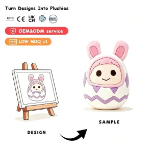 Factory Custom Cartoon Kawaii Rabbit Egg Soft Uniquely Designed Custom Stuffed Animals Toys for Children
