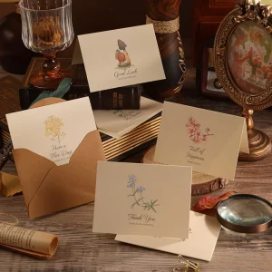 Factory Custom Greeting Card Small Paper DIY High-end Holiday Blessing Postcard Plant Flower Gift Message Card