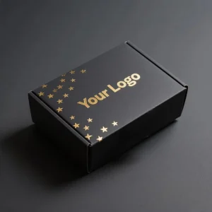 Factory Custom Logo Gold Foil Stamping Black Corrugated Cardboard Luxury Gift Subscription Shipping Packaging Mailer Box