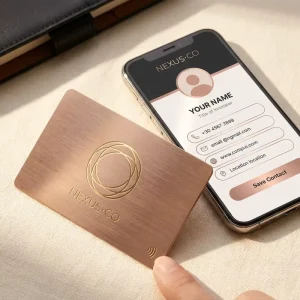 Factory Custom Logo Gunmetal NFC Smart Business Card Stainless Steel Digital Contactless Tech Metal Scan Customized Material
