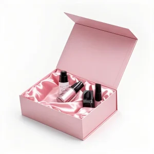 Factory Custom Luxury Handmade Flip Top Cardboard Recyclable Pink Paper Magnetic Close Gift Box Packaging With Silk Satin Lined