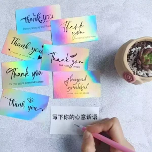 Factory Custom Printed Flower Free Design Logo Thank You Card for Small Business Card Postcard Greeting Card