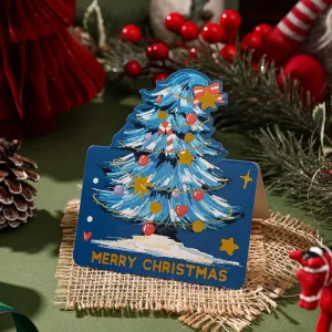 Factory Custom Thank You Card Gift Luxury Die Cut Colorful Festival Recyclable Kraft Paper Christmas Greeting Cards