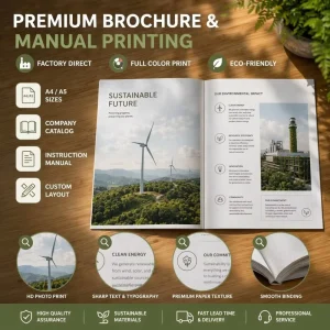 Factory Customized A5 A4 Full Coloring Magazine Booklet Instruction Manual Catalog Product Company Brochure Printing