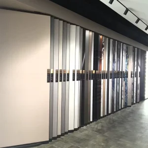Factory Customized Modern Ceramic Tile Sample Metal Frame Coated Exhibition Hall Rock Board Wood Display