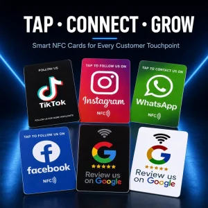 Factory Customized NFC Social Media Cards Review on Tiktok Business RFID NFC Good Review Cards
