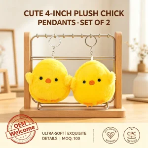 Factory Direct 10cm Cartoon Kawaii Chicken Stuffed Animals Yellow Chick Plush Pendant Keychain Bag Decor Kids Gifts