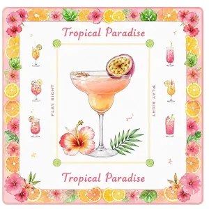 Factory Direct Custom American Mahjong Mats Summer Vibe Wine Whiskey Coffee Design Waterproof Silent Non-Slip Poker Pad