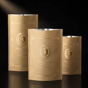 Factory Direct Disposable Biodegradable Kraft Paper Flat Pouch Zipper Top Tear Notch Eco Friendly Food Grade Organic Tea Coffee