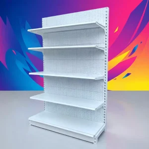 Factory Direct Heavy-Duty Single-Sided Metal Display Rack with Pegboard Back for Grocery Stores