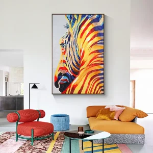 Factory Direct Sales Hand made Creative Modern Style Corridor Decoration Animal Zebra Framed Embroidery Wall Art Painting