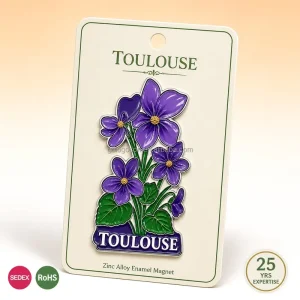Factory French City Series Souvenir Toulouse France Soft Enamel Violet Fridge Magnet Custom Logo for Tourist Gift Shops