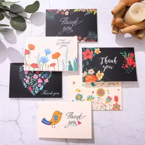 Factory High Quality Fresh White Greeting Card Custom Free Design Flower Thank You Card for Box Decoration