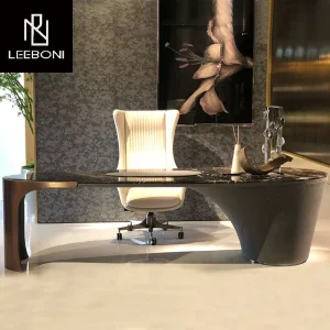 Factory Manufacturer Microfiber Leather Original Emperador Marble Modern Desk Office Furniture