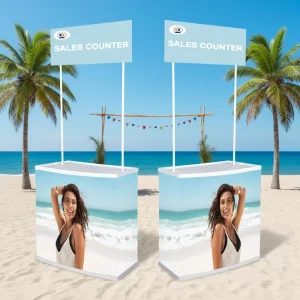 Factory PP Pop up Promotion Counter Banner Stand Foldable Portable Advertising Tasting Display Table