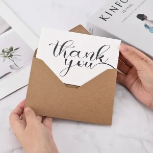 Factory Price Custom Personalized 4x6inch Minimalist Design Folded Wedding Blank Kraft Thank You Note Cards Set with Envelopes
