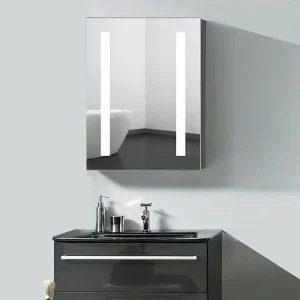 Factory Price Modern Design Wall Mounted Storage Furniture Stainless Steel Bathroom Mirror Cabinet With Led Light