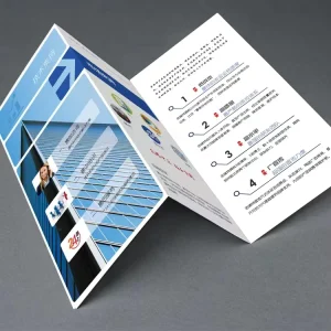 Factory Produce Leaflets Customized Design and Size Glossy Tri Folded Flyer Printing with QR Code