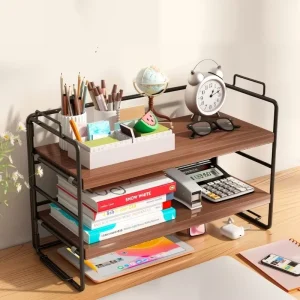 Factory Space Saving 3 Layer Desktop Storage Organizer Rust Proof Small Book Cosmetic Display Rack Counter Home Decor