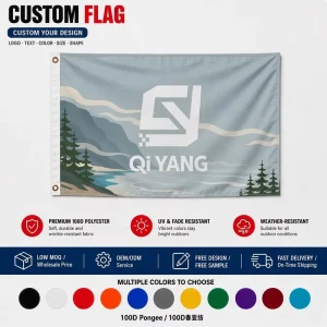 Factory Supply Free Design Logo Personalized Pennant Aluminum Custom Flags 3x5Ft Polyester Digital Printed Advertising Blank