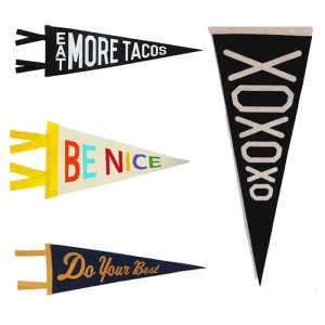 Factory Supply Printing Sublimation Custom Sports Team Logo Promotion Advertising Triangle Wool Felt Pennant Flag