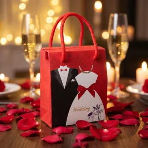 Fancy Wedding Invitation Box with Handle for Candy logo Print Luxury Wedding Packaging Paper Gift Bag Rigid Boxes