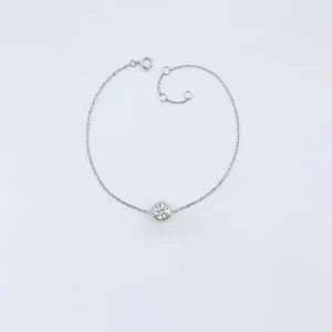 Fashion Chain Link Adjustable Bracelet Synthetic Diamond 18K White Gold Tarnish Free Permanent Jewelry for Women