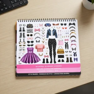 Fashion Design Sticker Stencil Activity Book Paper PP Glam Style Kit for Creative Outfit Creation Imaginative Play Craft Set