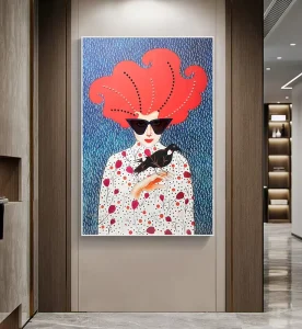 Fashion Figures Hanging Paintings Artificial Flower Abstract Wall Art New Trendy Modern Art Abstract Painting