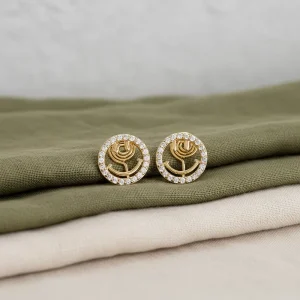 Fashion Jewelry Earrings 18K Gold Plated Painless Mosquito Coil Clip on Earrings CZ Pavé Smiley Face Circle Copper Jewelry Gift