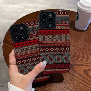 Fashion Vintage Totem Pattern Phone Case Matte Shockproof Protective Cover Retro Style Durable Smartphone Back Shell