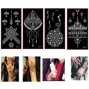 Fashionable Mixed Design Temporary Body Tattoo Stencils Templates for Hand Foot Reusable Paper Design Hand Art Printing