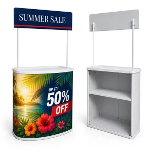 Fast Shipping Header Board PP Promotion Counter with Vinyl Graphic Panel Free Artwork Support