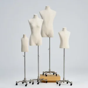 Fiberglass Fabric Covered Adjustable Half Body Headless Mannequin for Clothing Store