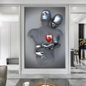 Figure Statue Canvas Paintings Romantic Couples Abstract Sculpture Poster and Prints Wall Art Picture for Home Interior Decor