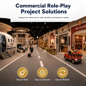 Firestation Playhouse Commercial Rescue Truck Bay CE Certified FEC Operators Mall Fit Zone Plan Storefront Modules