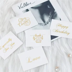 First Heart Gold Stamped Blessing Christmas New Year Floral Message Thank You Gift Creative Greeting Cards Printing Paper