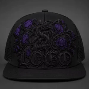 Flat Bill Snapback Embroidery Gorras 5 Panel Hat Trucker Hat Foam Front Mesh Cap West Coast Gothic Chicano Urban Streetwear